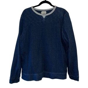 Marine Layer Blue Textured Pullover Crewneck  Sweatshirt Women's Size Large